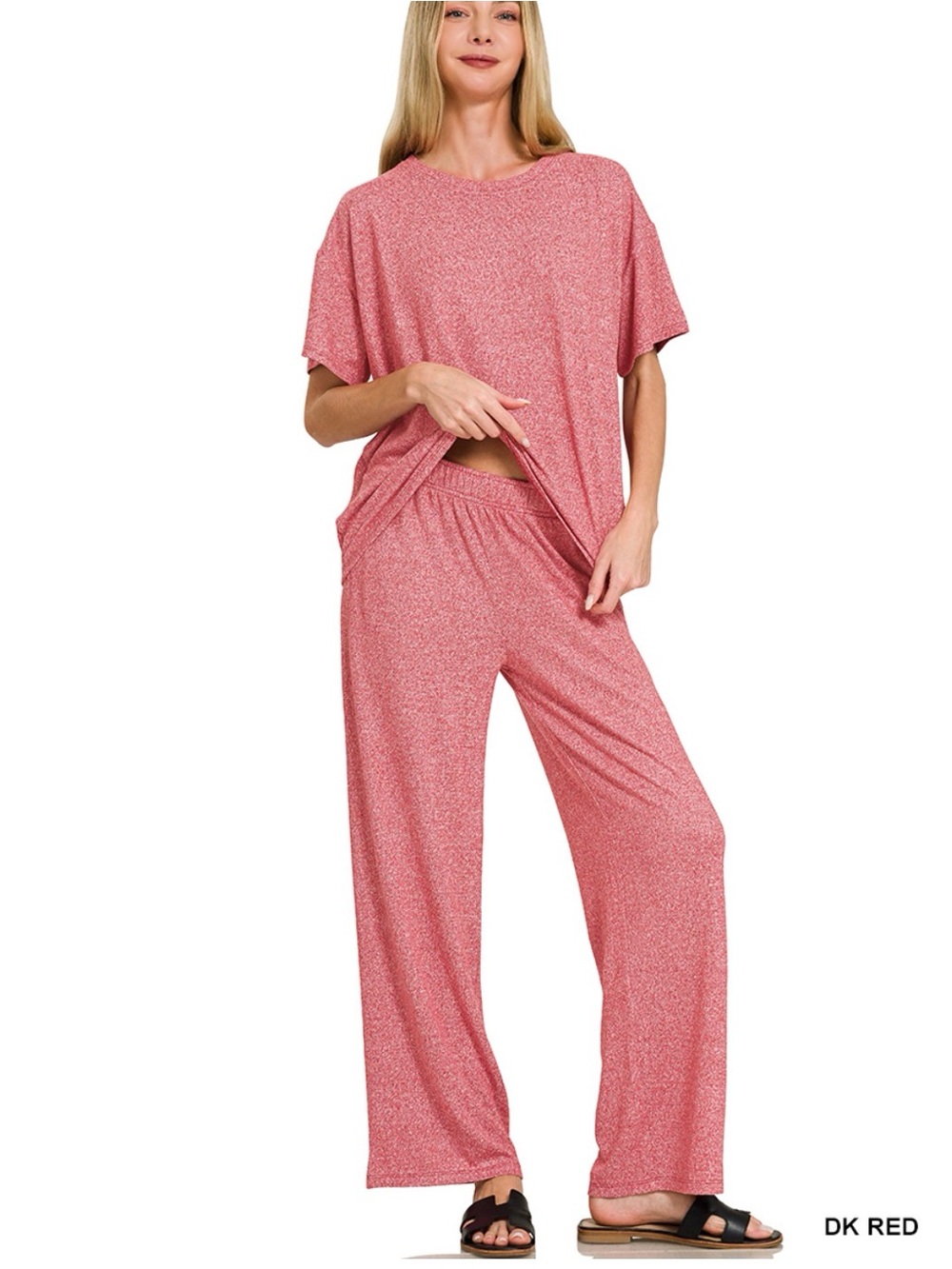 SOFT MELANGE SHORT SLEEVE TEE & LONG PANTS SET